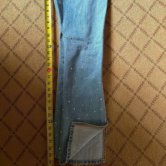 Jonathan Simkhai Embellished Pearl / Beaded distressed jeans NWOT 25 - Picture 11 of 12
